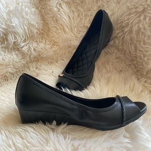 2/$20 - GUC - Cole Haan Open Toe Black Wedges